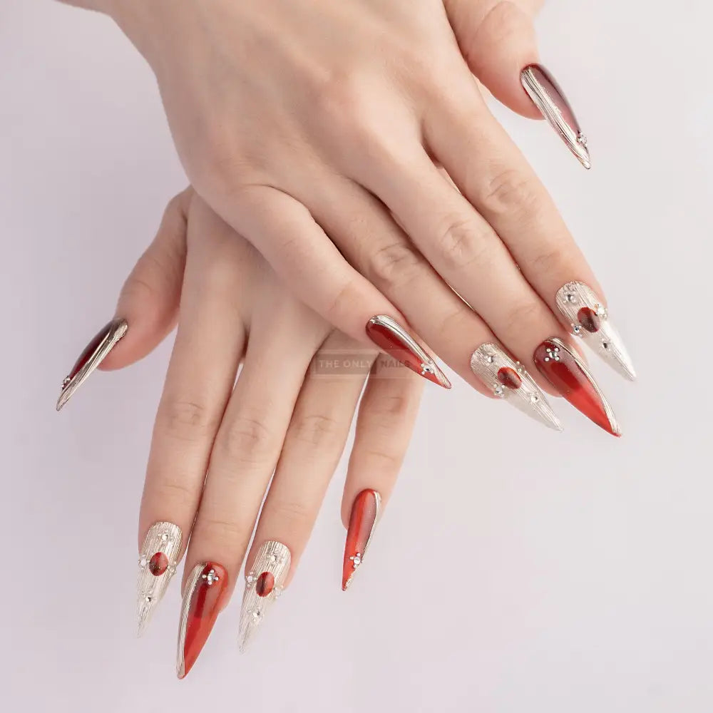 Chrome Burgundy Stiletto