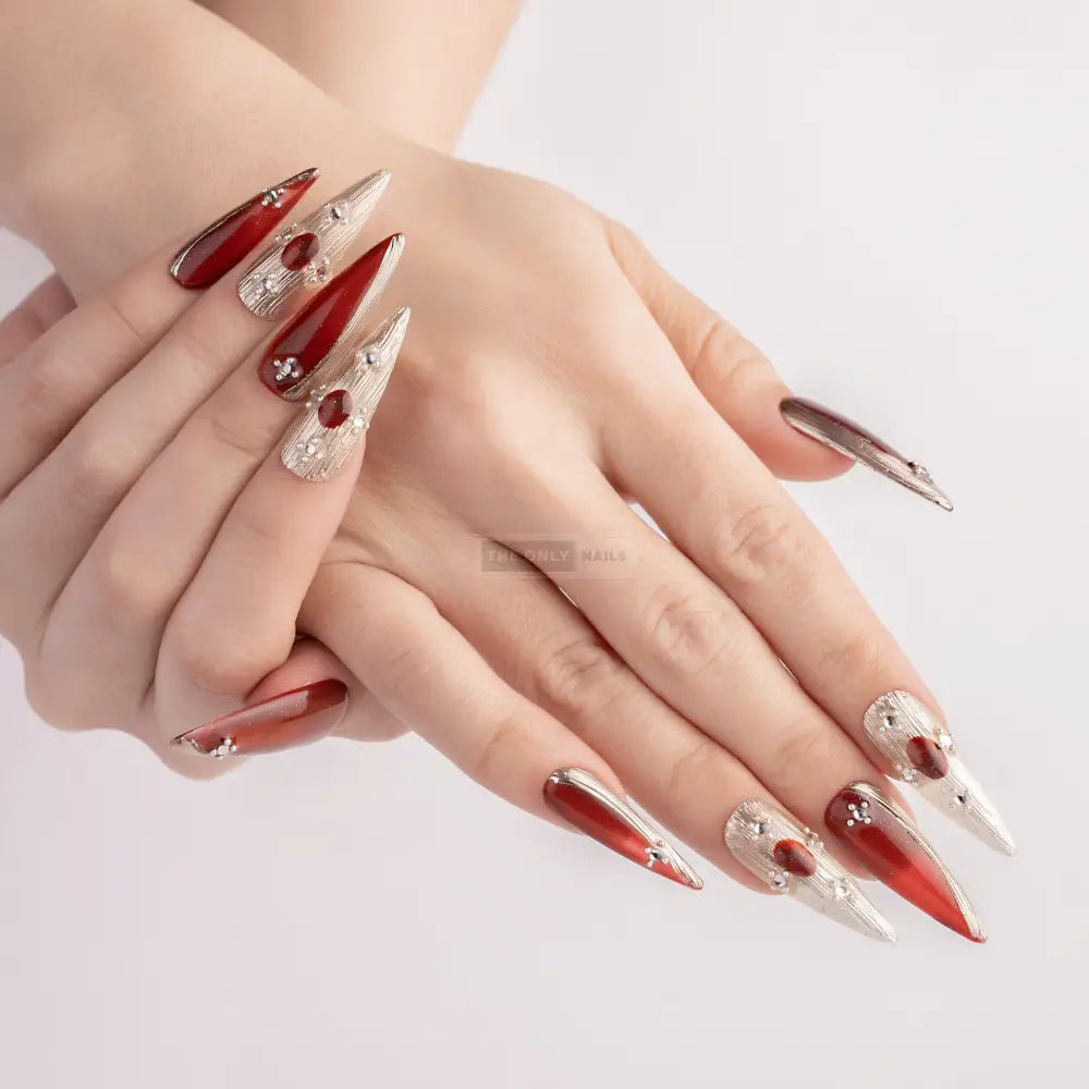 Chrome Burgundy Stiletto